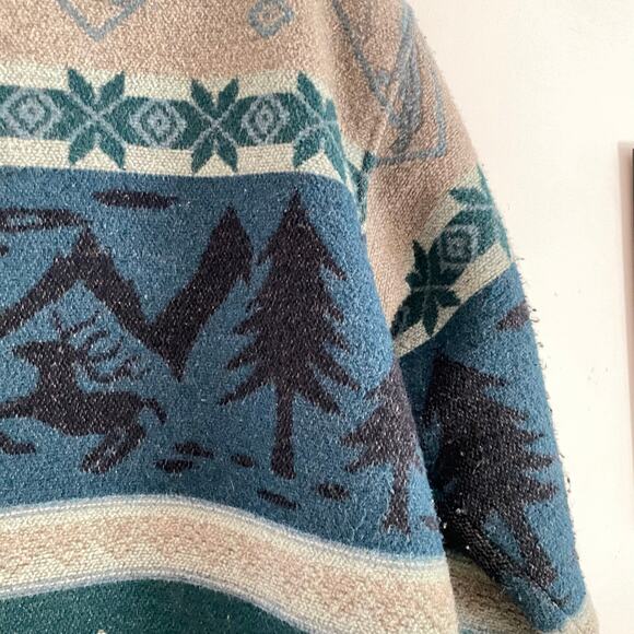 Vintage 90s L.L. Bean Women's Sz XL Wool Blend 1/4 Zip Snowflake Pullover Jacket - Picture 9 of 10
